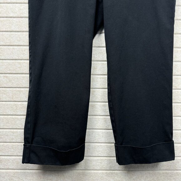 Eileen Fisher Black Cropped Straight Leg Pants Cuffed Women’s L - Picture 5 of 16